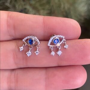 Sterling Silver Evil Eye Earrings